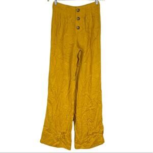 House of Harlow 1960 Revolve Gold Jacquard Floral Wide Leg Pants Button Fly XS